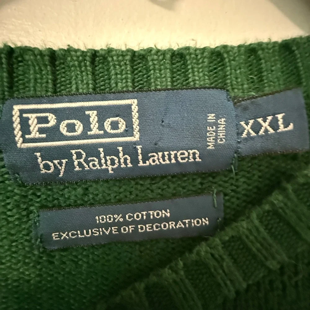 Polo Ralph Lauren Mens XXL Green Cotton Crewneck Sweater‎ Orange Pony Logo